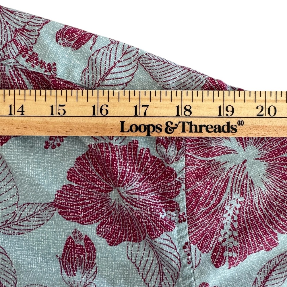 Cooke Street Medium Blue Fuschia Floral Short Sleeve Button Up‎ Men's Shirt - Picture 4 of 9